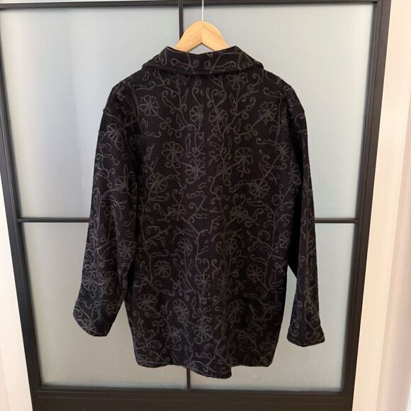 Vintage 90s Shacket Wool Embroidery Top Jacket Size 4 S/M Black goth whimsy - Picture 13 of 13